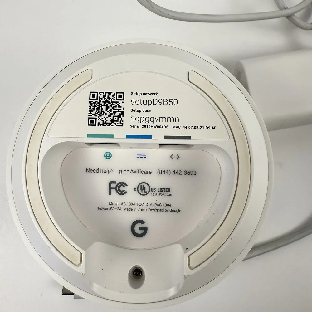 Google WIFI Access Point Router AC-1304 WIFI Google Mesh w/ Power Cord Tested